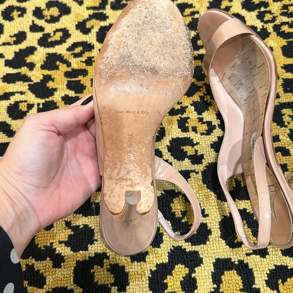 MANOLO BLAHNIK NUDE SLINGBACKS 37.5 - Picture 5 of 6